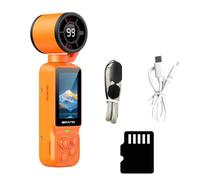 NRVTRE Caméra d ' Action 1080P, Ora nge Color with 64G Memory Card | Caméra Vlogging avec objectif rotatif à 180 degrés, écran de 1, 97 pouces, ventilateur de refroidissement pour le