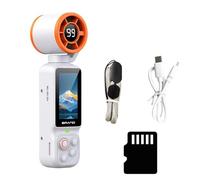 NRVTRE Caméra d ' Action 1080P, White with 64G Memory Card | Caméra Vlogging avec objectif rotatif à 180 degrés, écran de 1, 97 pouces, ventilateur de refroidissement pour le