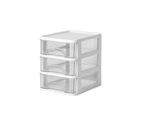 NRVTRE Tour de Rangement Plastique, 2/3/4/5 Tiroirs, Petite Tour de Rangement en Plastique, Idéale Rangement Bureau, Cours, Documents, Fournitures, Accessoires (Blanc, 3 Tiroirs, Hauteur 17,7CM)