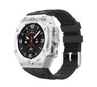 NRYCR Kit de Modification de luxe pour Samsung Galaxy Watch Ultra 47mm, boîtier en acier inoxydable, bracelet en Silicone pour bracelets de montre Ultra 47mm DIY(Black Silver)