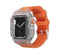 NRYCR Nouveau 44 mm, 45 mm, 41 mm, 40 mm, étui de luxe transparent, bracelet en caoutchouc fluoré pour Apple Watch Series 8/7, iWatch SE 6 5 4 Sports Rubber Band Mod Kit, 40mm, Agate