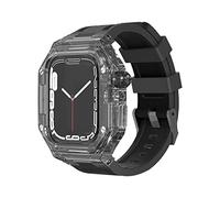 NRYCR Nouveau 44 mm, 45 mm, 41 mm, 40 mm, étui de luxe transparent, bracelet en caoutchouc fluoré pour Apple Watch Series 8/7, iWatch SE 6 5 4 Sports Rubber Band Mod Kit, 44mm, Agate