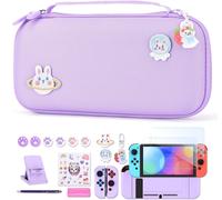 NS Switch Case-Accessories for NS Switch 18 in 1 with Switch Carrying Case,Switch Game Case,Switch Screen Protector,Switch Stand,Thumb Grips Switch (Purple)