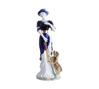 Nsaroche Figurine En Céramique Représentant Une Jeune Fille avec Un Chien, Décoration élégante pour Une Entrée Ou Un Bureau Ou Un Salon, Style C