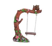Nsaroche Figurine en résine représentant un couple de hiboux sur un arbre fleuri, décoration d'aquarium, sculpture miniature fantaisie pour jardin, étagère