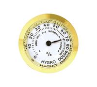 Nsaroche Hygromètre Analogique Métal Mouvement Mécanique Lecture Rapide Fiable Discret Rond Convient Boîte à Guitare Intérieur Maison Atelier Cave Bureau, Or 27 Mm