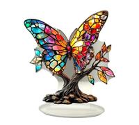 Nsaroche Ornement d'arbre à papillons en acrylique, objets de collection, avec Base, signe de papillon, ornement de bureau pour étagère de bureau
