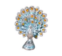 Nsaroche Paon Statue Décorative Figurine Animal Résine Sculpture Ornement Créatif Art Moderne Modèle Animal Œuvre Artisanat Nordique Adapté Cadeau Mariage Déco, Queue étalée Argentée