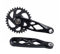 Nsaroche Pédalier VTT Pédalier Vélo Manivelles Vélo Ensemble Manivelle Alliage d'Aluminium Moulé Creux pour Transfert de Puissance Efficace Compatible Axe 24mm, Noir, 165mm