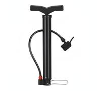 Nsaroche Pompe à Air pour Vélo Gonfleur de Sol Manuel Embout Double Jauge de Pression Intégrée Accessoires Complets Acier Inoxydable Adaptée Équipements Sportifs Dépannage, Noir, Court