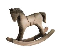 Nsaroche Statue Cheval à Bascule Figurine en Bois Sculpture Décorative Ornement Créatif Léger pour Décoration Intérieure Chambre Bureau Table d'Appoint, Beige Gris