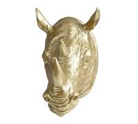 Nsaroche Tête de Rhinocéros à Suspendre Au Mur, Sculpture En Résine, Cadeau D'anniversaire, Salon, Artisanat, Collection Décorative Dorée, Statue de Tête D