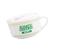 Nscdd Bol à nouilles ramen en céramique de style japonais avec couvercle - Grande capacité - 1100 ml - Imprimé dessin animé et minuteurs rotatifs pour dortoirs familiaux et bureau - Bol à nouilles de