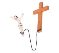 Nscdd Décoration innovante en forme de croix - Figurine de Jésus-Christ sautant à l'élastique - Pièces d'art religieux en résine - Décoration d'intérieur - Bois peint à la main
