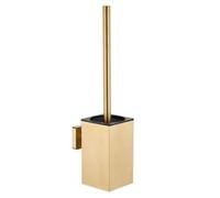 NSCMQSL Brosse de toilette et support, brosse de toilette pour le nettoyage avec poignée en acier inoxydable, gain de place pour le rangement, brosse WC carrée à support mural (doré brossé)