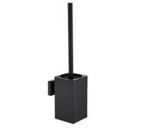 NSCMQSL Brosse WC et Support, Brosse de Toilette pour Le Nettoyage avec poignée en Acier Inoxydable, Gain de Place pour Le Rangement, Brosse WC carrée à Support Mural (Noir Mat)