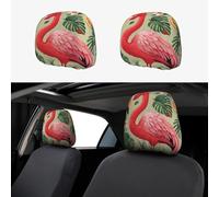 NSDdefAWCGT Lot de 2 housses de protection pour appuie-tête de siège de voiture avec motif flamant rose et Monstera - Accessoires fonctionnels pour appuie-tête de voiture, camion