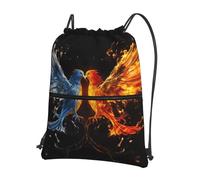 NSDdefAWCGT Petit sac à cordon léger pour femme - Petit sac de sport - Motif montgolfière - Bleu, Feu d'oiseau et eau, taille unique
