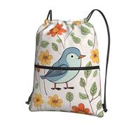 NSDdefAWCGT Petit sac à cordon léger pour femme - Petit sac de sport - Motif montgolfière - Bleu, Oiseau et fleur., taille unique