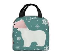 NSDdefAWCGT Petit sac à déjeuner isotherme réutilisable pour homme et femme - Motif ours de Noël - Boîte à déjeuner portable pour le travail et le pique-nique