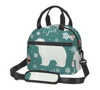NSDdefAWCGT Petit sac à déjeuner isotherme réutilisable pour homme et femme - Motif ours de Noël - Boîte à déjeuner portable pour le travail et le pique-nique