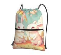 NSDdefAWCGT Petit sac à dos léger avec cordon de serrage pour femme, motif chats et fleurs, sac à dos de football, pour le sport, les voyages, Lapin de dessin animé., taille unique