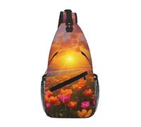 NSDdefAWCGT Sac à bandoulière pour femme et homme - Sac banane - Belle vue des Pays-Bas - Sac à bandoulière pour l'extérieur, la randonnée, les voyages, Beau lever de soleil avec des fleurs, Taille