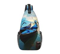 NSDdefAWCGT Sac à bandoulière pour femme et homme - Sac banane - Motif fleurs de cerisier - Zen - Pour l'extérieur, la randonnée, les voyages, Tableau Paysage Bateau, Taille unique