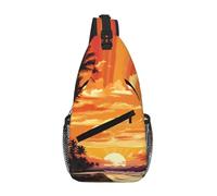 NSDdefAWCGT Sac à bandoulière pour homme et femme - Sac banane tortue et fleurs - Sac à bandoulière pour l'extérieur, la randonnée, les voyages, Motif lever de soleil tropical, Taille unique
