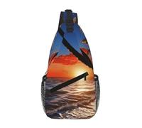 NSDdefAWCGT Sac à bandoulière pour homme et femme - Sac banane tortue et fleurs - Sac à bandoulière pour l'extérieur, la randonnée, les voyages, Sunset Beach, Taille unique