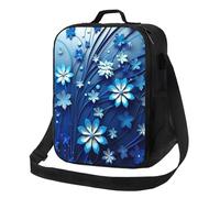 NSDdefAWCGT Sac à déjeuner isotherme pour homme et femme avec bandoulière réglable Bleu Mini sac fourre-tout à fleurs pour pique-nique