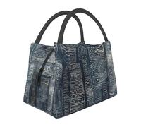 NSDdefAWCGT Sac à déjeuner isotherme pour homme et femme - Portable - Anti-fuite - Lignes sur fond bleu - Sac isotherme portable