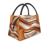 NSDdefAWCGT Sac à déjeuner isotherme pour homme et femme - Portable - Anti-fuite - Motif abstrait orange et lignes blanches - Sac isotherme portable