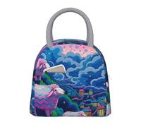 NSDdefAWCGT Sac à déjeuner isotherme pour homme et femme - Portable - Anti-fuite - Motif lignes de dessin animé - Boîte à déjeuner en forme de mouton pour pique-nique