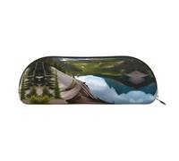 NSHSNKWB Glacier National Park Sac de rangement semi-circulaire en cuir pour crayons, maquillage, porte-monnaie