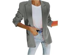 NSICBMNO Blazer ouvert sur le devant pour femme - Blazer à manches longues - Veste à revers - Blazer à un bouton - Blazer décontracté avec poches - Vêtement de bureau, Gris 01, M