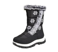 NSICBMNO Bottes de neige pour filles - Bottes d'hiver doublées en polaire - Bottes de cowgirl - Bottes de cowgirl en cuir synthétique - Chaussures d'école à plateforme pour filles de 4 à 11 ans, b