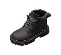 NSICBMNO Bottines de combat pour filles - Bottes de combat à lacets - Fermeture éclair latérale - Plateforme épaisse - Plateforme d'équitation - Pour la marche des enfants - Talons, a noir, 18 EU