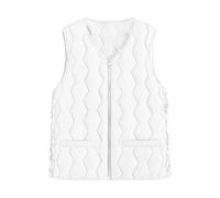 NSICBMNO Gilet d'hiver matelassé pour femme - Gilet d'extérieur matelassé - Grande taille - Gilet thermique avec poches - Sans manches, a blanc, 4XL