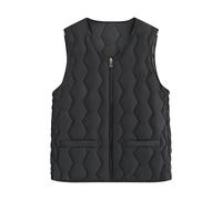 NSICBMNO Gilet d'hiver matelassé pour femme - Gilet d'extérieur matelassé - Grande taille - Gilet thermique avec poches - Sans manches, a noir, 4XL