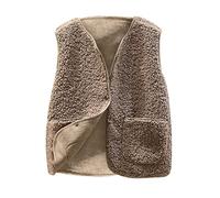 NSICBMNO Gilets en polaire pour femme avec poches - Gilet d'hiver doux en sherpa - Gilet d'hiver léger pour femme - Couleur unie - Manteaux sans manches - Cardigan boutonné - Vestes sans col, 01#Kaki,