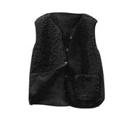 NSICBMNO Gilets en polaire pour femme avec poches - Gilet d'hiver doux en sherpa - Gilet d'hiver léger pour femme - Couleur unie - Manteaux sans manches - Cardigan boutonné - Vestes sans col, 02 Noir,
