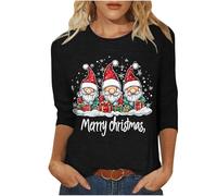 NSICBMNO Haut de Noël pour femme - Pull de Noël amusant à manches 3/4 - Col rond - Arbre de Noël, Père Noël, renne - Pull de Noël amusant - Chemises habillées pour sortir, Z Gris foncé, XL