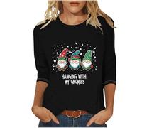 NSICBMNO Hauts de Noël pour femme - Grande taille - Père Noël - T-shirt de Noël amusant - Motif arbre de Noël - Flocon de neige - Sweat-shirt à manches 3/4 - Col rond - Pull tunique, D vert., 5XL