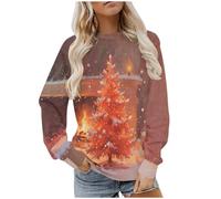 NSICBMNO Hauts de Noël pour femme - Pull de Noël amusant - Sweat-shirt Père Noël - Pull avec renne doublé en polaire - Pull ample à manches longues et col rond, Multicolore AC, M