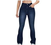 NSICBMNO Jean bootcut pour femme - Taille haute - Pantalon en jean évasé - Coupe ajustée - Taille irrégulière - Pantalon Palazzo - Jambe large - Décontracté, Bleu 02, XXL