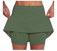 NSICBMNO Jupe-short pour femme - Taille haute - Taille haute - Extensible - Jupe plissée - Legging intérieur - Short de golf, yoga, course à pied - Jupe-short d'entraînement, Vert kaki., 36