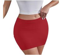 NSICBMNO Jupes Mini pour Femmes Jupe Crayon Bodycon Y2K Taille Haute Décontractée Été Amincissante Jupe Courte Sexy Micro pour Bureau Travail Plage Clubbing, Rouge #01, S