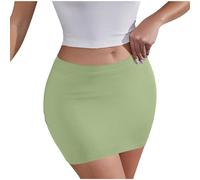 NSICBMNO Jupes Mini pour Femmes Jupe Crayon Bodycon Y2K Taille Haute Décontractée Été Amincissante Jupe Courte Sexy Micro pour Bureau Travail Plage Clubbing, Vert 01, XXL