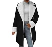 NSICBMNO Manteaux longs pour femmes - Vestes en polaire Sherpa avec poches - Trench à double boutonnage - Veste d'hiver ouverte sur le devant - Manteau vintage - Col à revers - Taille britannique, 01